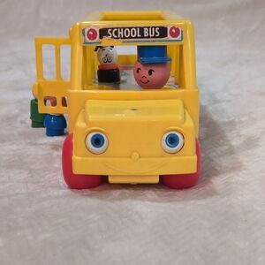 Vintage Fisher Price Yellow School Bus Toy with Figures